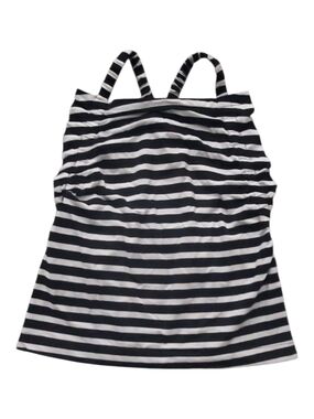 Free Assembly Striped Black & White Shirred Flounce Tank Top